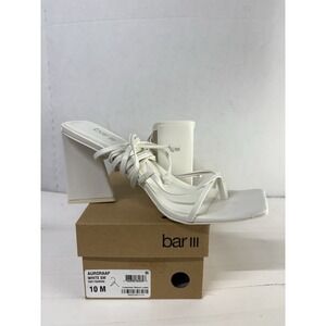 Bar lll Women's Auroraa White Tie Dress Heeled Sandals Gladiator Block Heel 10M